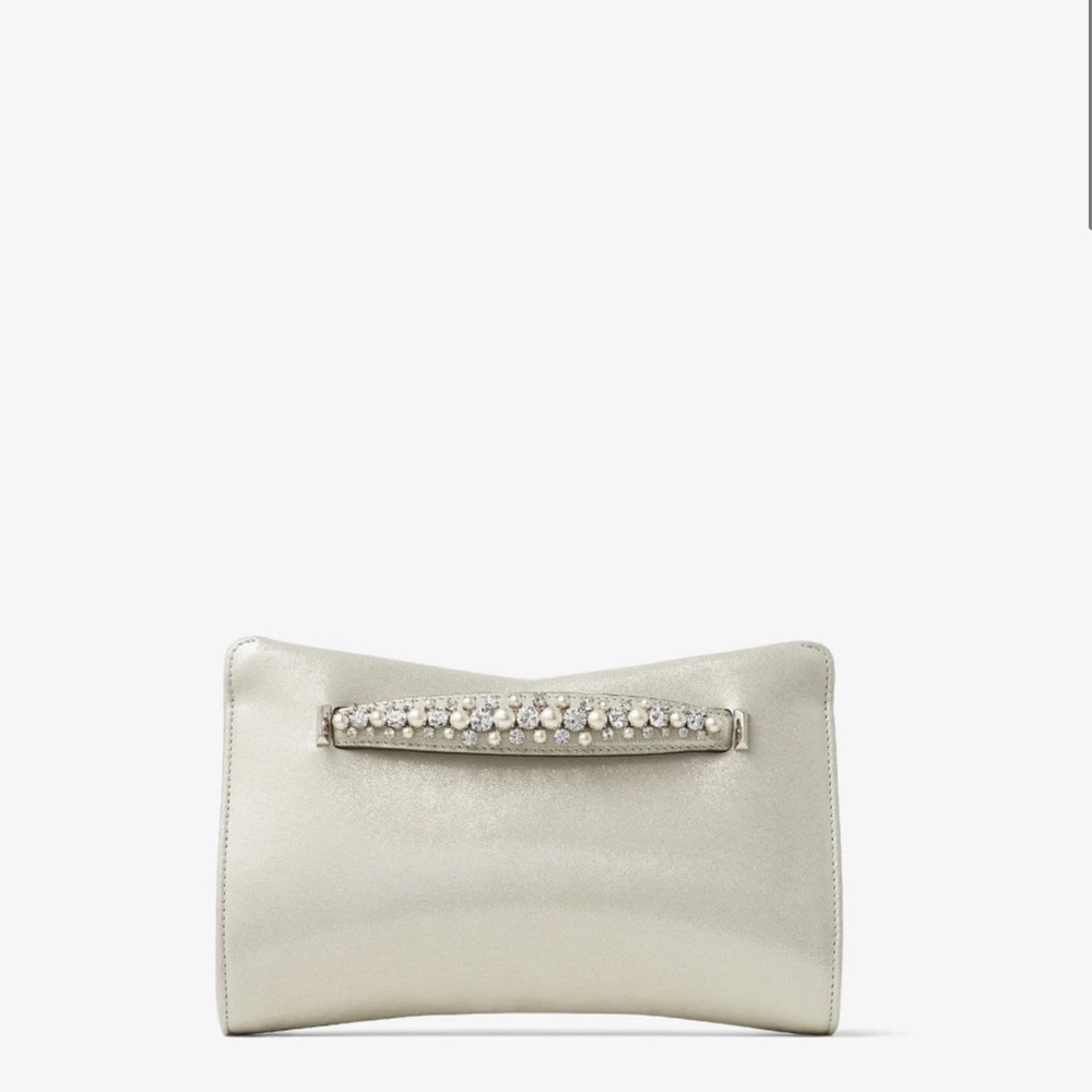 Jimmy Choo VENUS Champagne Shimmer Suede Clutch